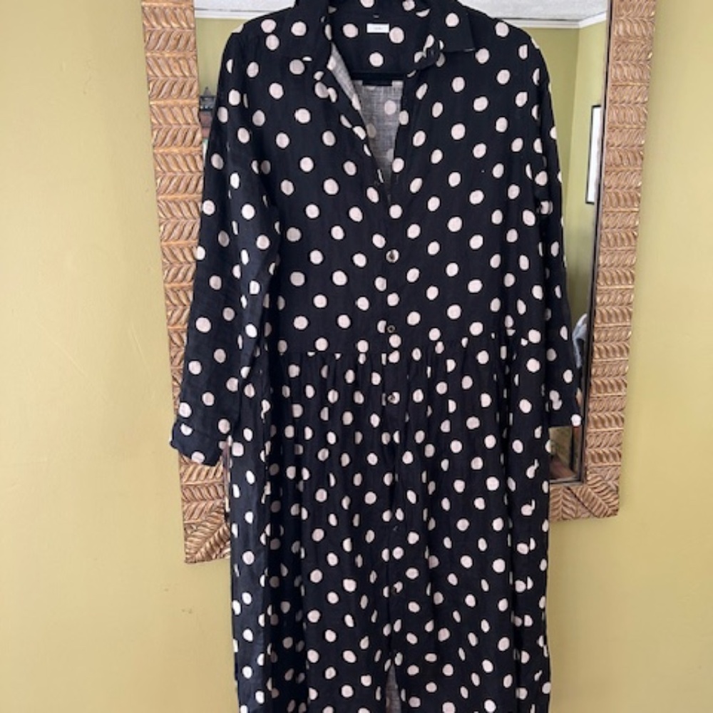 ICHI linen button-up dress - O/S